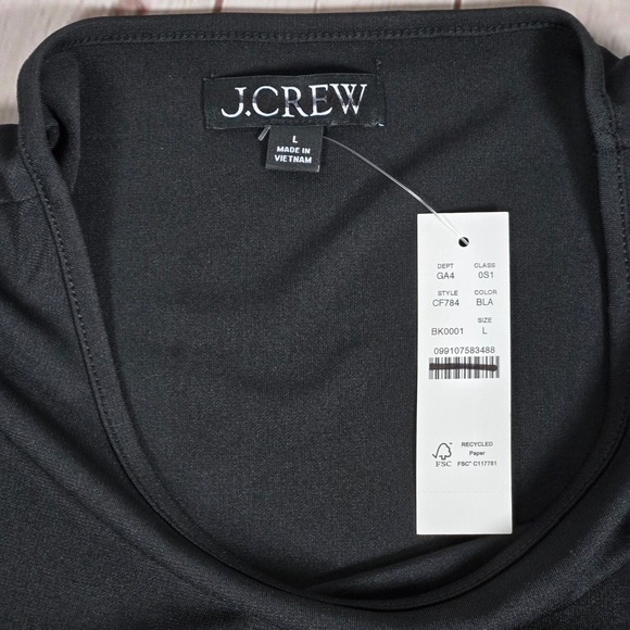 J. Crew Long-sleeve dress in jersey crepe Black L NWT - Picture 3 of 7